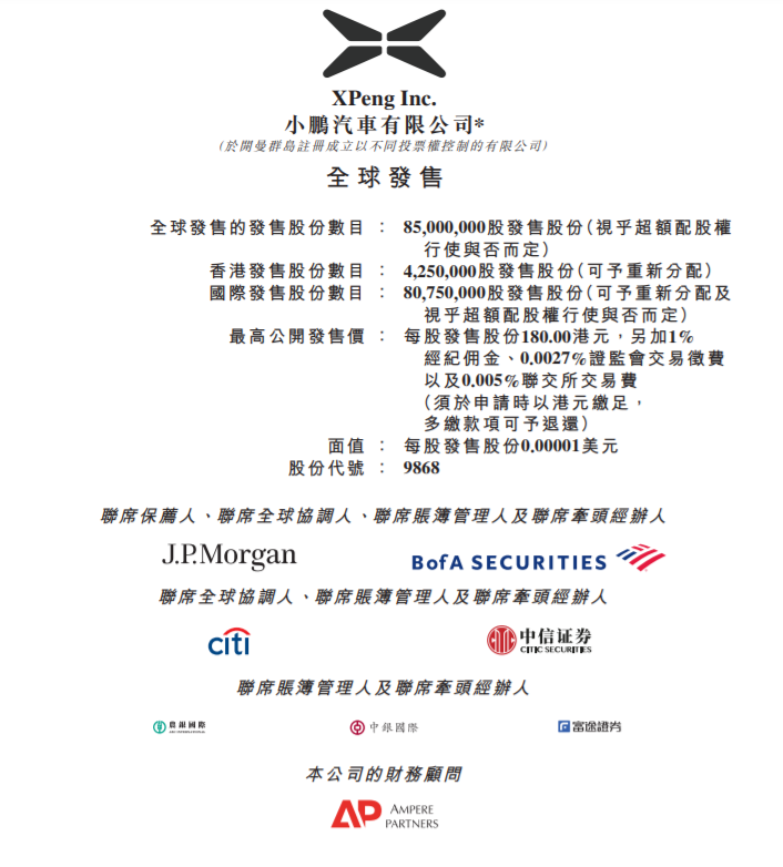 
小鵬汽車(09868)，今招股，預期7月7日香港IPO上市，募資或達153億
(圖1)